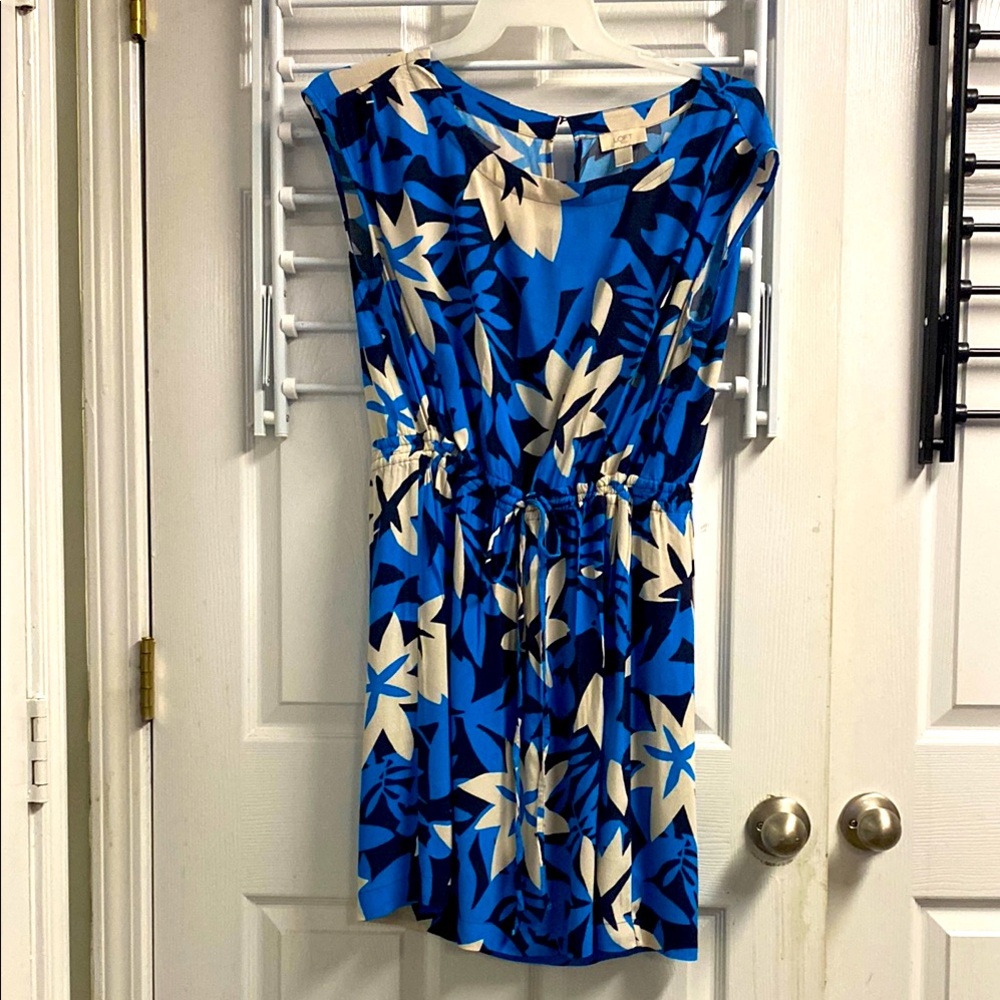 LOFT Blue Wrap Sundress with Cowl Neck and Flutter Sleeves